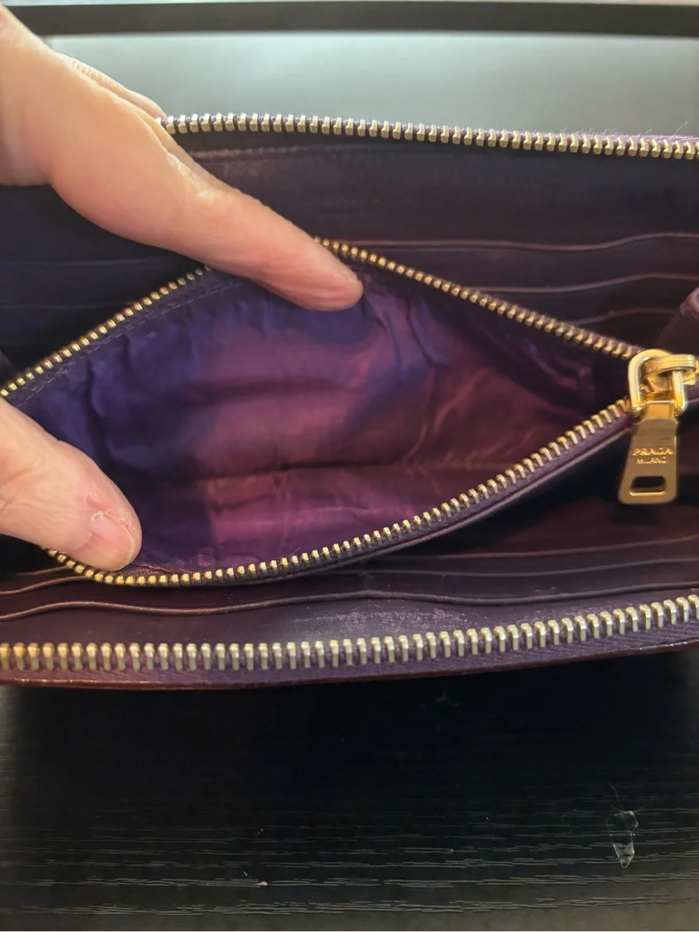 Authentic Prada Tessuto Nylon Zip-Around Long Wallet – Violet/Purple